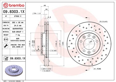 BREMBO 09.8303.1X EAN: 8020584217429.
