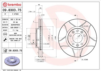 BREMBO 09.8303.75 EAN: 8020584013687.