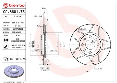 BREMBO 09.8601.75 EAN: 8020584860175.