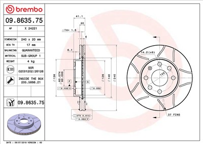BREMBO 09.8635.75 EAN: 8020584863572.