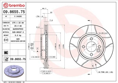 BREMBO 09.8655.75 EAN: 8020584013618.
