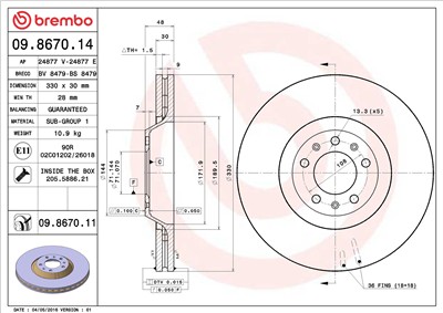 BREMBO 09.8670.11 EAN: 8020584026458.
