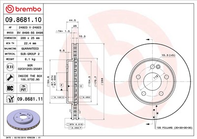 BREMBO 09.8681.10 EAN: 8020584868119.