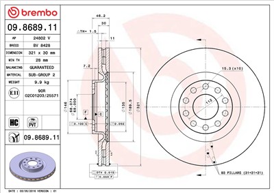 BREMBO 09.8689.11 EAN: 8020584013519.
