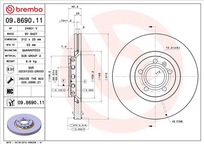 BREMBO 09.8690.11 EAN: 8020584013526.