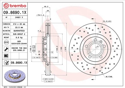 BREMBO 09.8690.1X EAN: 8020584215395.