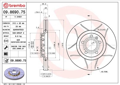 BREMBO 09.8690.75 EAN: 8020584015063.