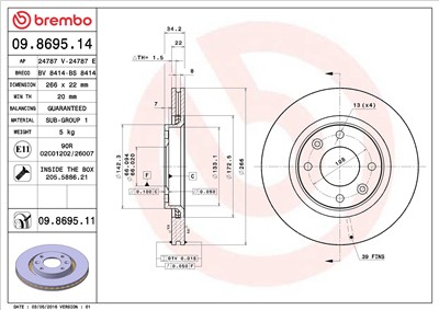 BREMBO 09.8695.11 EAN: 8020584031155.