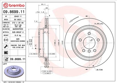 BREMBO 09.8699.11 EAN: 8020584210550.