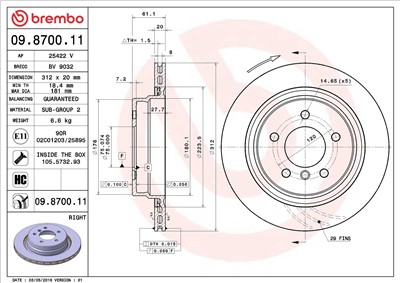 BREMBO 09.8700.11 EAN: 8020584210567.