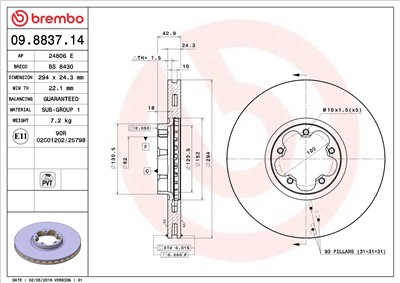 BREMBO 09.8837.14 EAN: 8020584013410.
