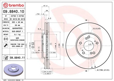 BREMBO 09.8840.11 EAN: 8020584034651.