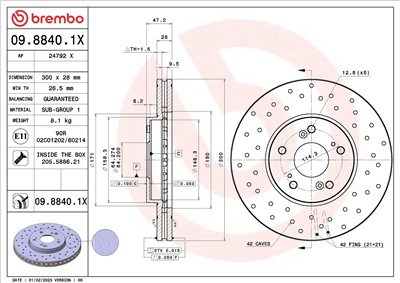 BREMBO 09.8840.1X EAN: 8020584322833.
