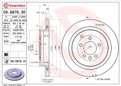 BREMBO 09.8876.31 EAN: 8020584231272.