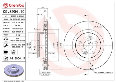 BREMBO 09.8904.11 EAN: 8020584214169.