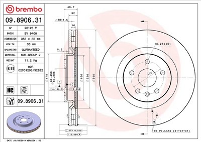 BREMBO 09.8906.31 EAN: 8020584237953.