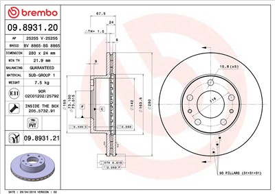 BREMBO 09.8931.20 EAN: 8020584032503.