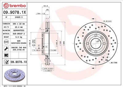 BREMBO 09.9078.1X EAN: 8020584215401.