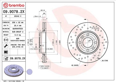 BREMBO 09.9078.2X EAN: 8020584320099.
