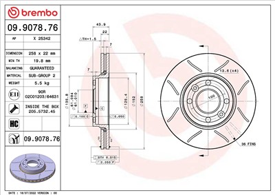 BREMBO 09.9078.76 EAN: 8020584321478.
