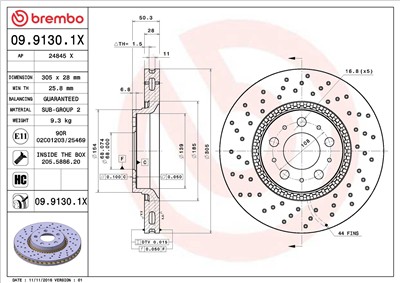 BREMBO 09.9130.1X EAN: 8020584215418.