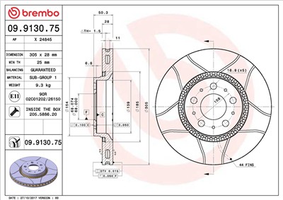 BREMBO 09.9130.75 EAN: 8020584913079.
