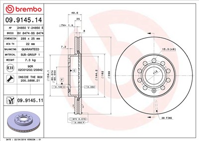 BREMBO 09.9145.11 EAN: 8020584024287.