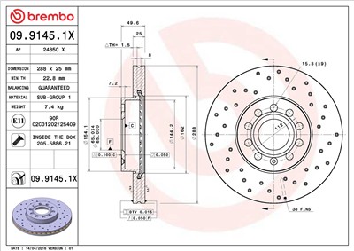 BREMBO 09.9145.1X EAN: 8020584212615.