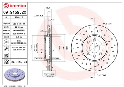 BREMBO 09.9159.2X EAN: 8020584217689.