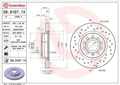 BREMBO 09.9167.1X EAN: 8020584212622.