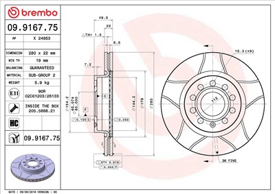 BREMBO 09.9167.75 EAN: 8020584015223.