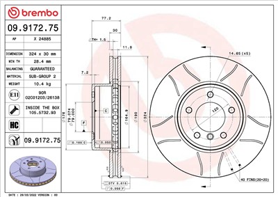 BREMBO 09.9172.75 EAN: 8020584320112.