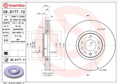 BREMBO 09.9177.11 EAN: 8020584016916.