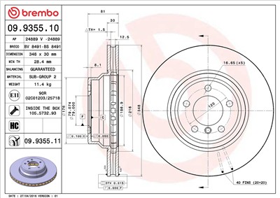 BREMBO 09.9355.11 EAN: 8020584025697.
