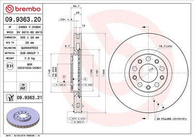 BREMBO 09.9363.20 EAN: 8020584936320.