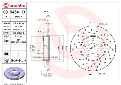 BREMBO 09.9464.1X EAN: 8020584212646.