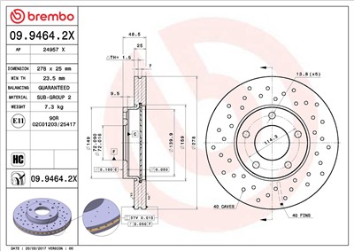 BREMBO 09.9464.2X EAN: 8020584228449.