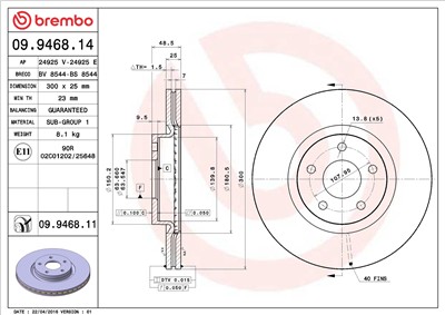 BREMBO 09.9468.11 EAN: 8020584015735.
