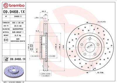 BREMBO 09.9468.1X EAN: 8020584215432.