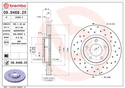 BREMBO 09.9468.2X EAN: 8020584217450.