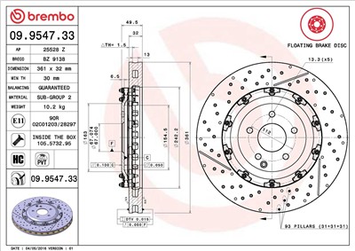 BREMBO 09.9547.33 EAN: 8020584954737.