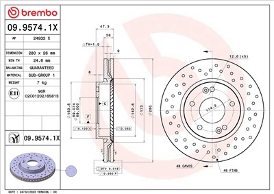 BREMBO 09.9574.1X EAN: 8020584324486.