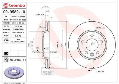 BREMBO 09.9582.10 EAN: 8020584958216.