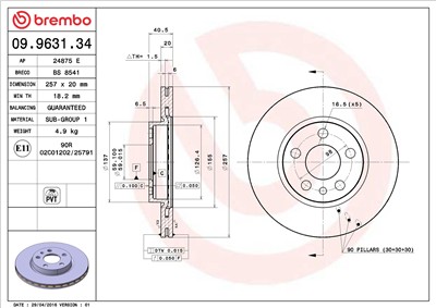 BREMBO 09.9631.34 EAN: 8020584963135.