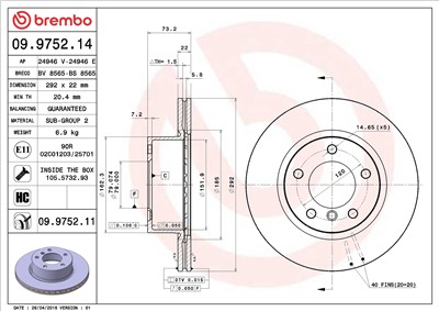 BREMBO 09.9752.11 EAN: 8020584024782.