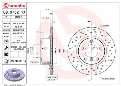 BREMBO 09.9752.1X EAN: 8020584215449.