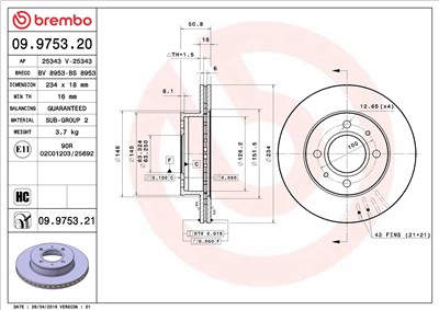 BREMBO 09.9753.21 EAN: 8020584221112.