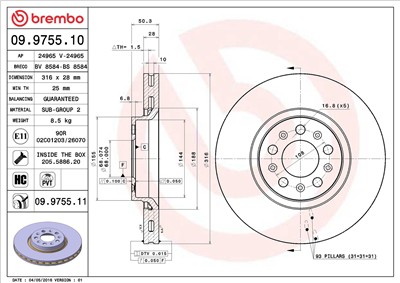 BREMBO 09.9755.11 EAN: 8020584025567.