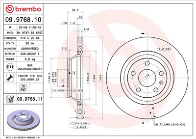 BREMBO 09.9768.11 EAN: 8020584018897.