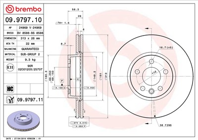 BREMBO 09.9797.11 EAN: 8020584032886.